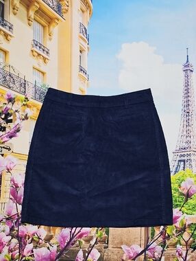 Rouje Paris Adeline Navy Corduroy Mini Skirt Size 38 Small